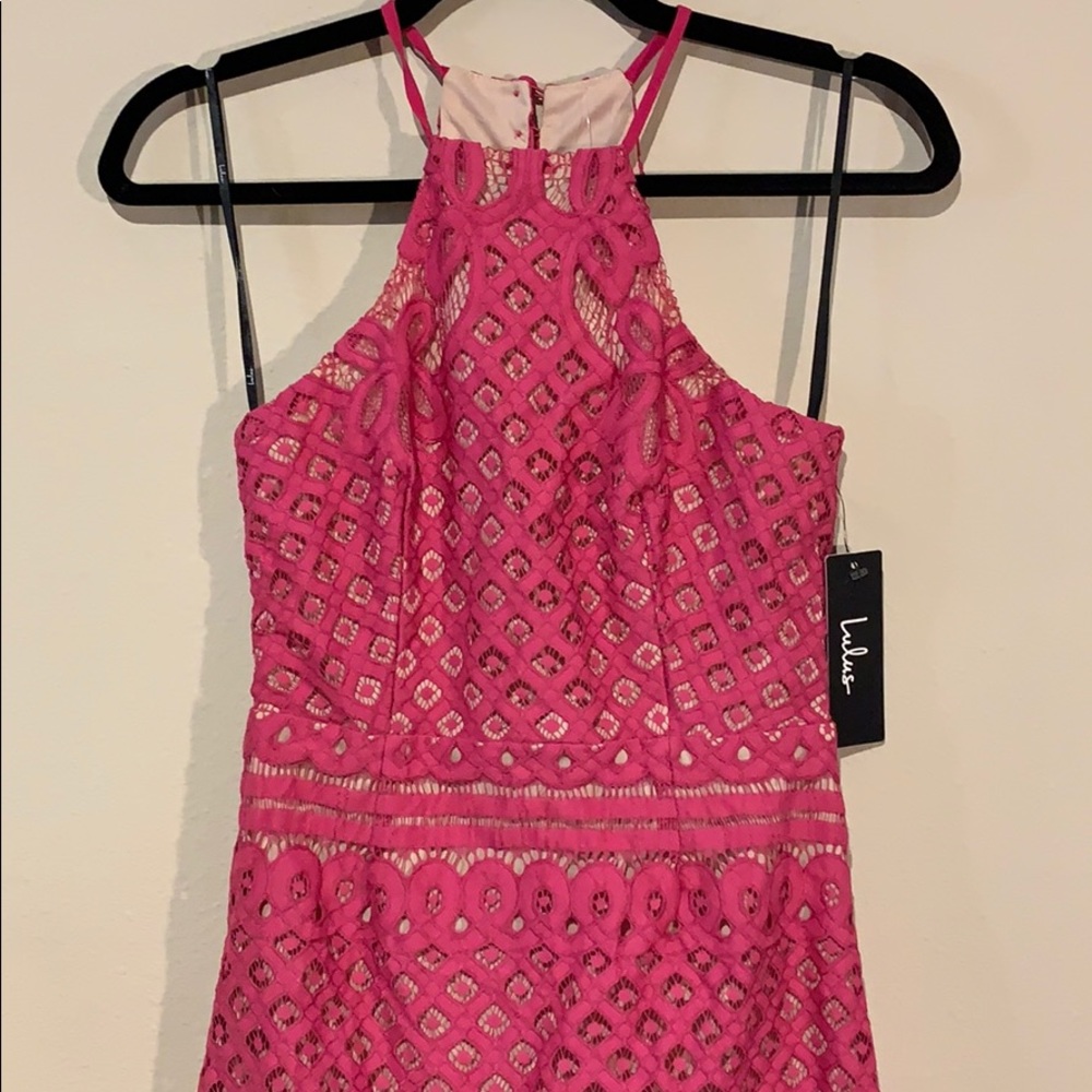 NWT Lulu’s Steal a Kiss Magenta Lace Dress - Picture 6 of 8
